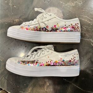 Keds Kate Spade Women's White Confetti Sneakers Sz 7